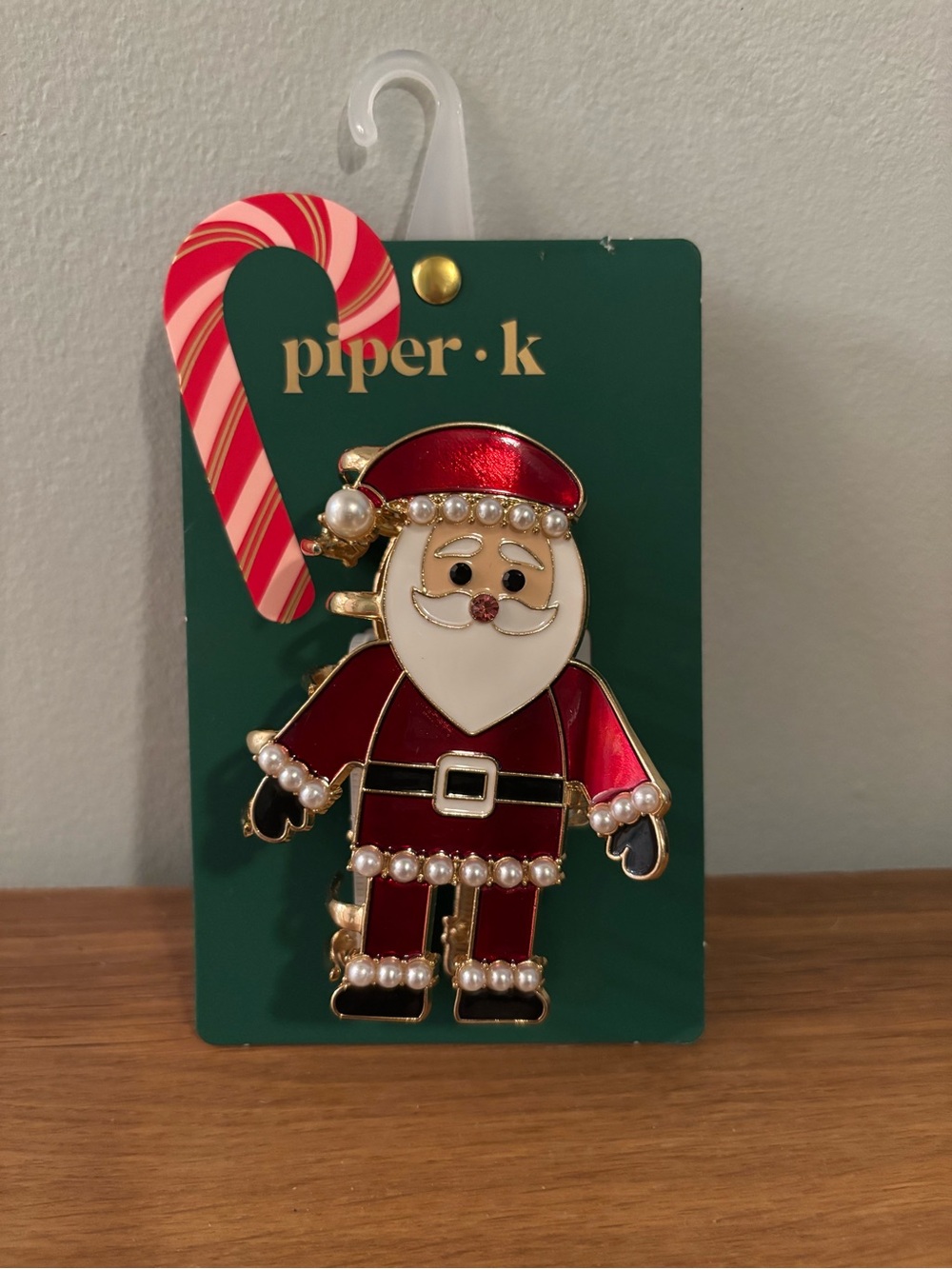 Piper K Santa Claus metal claw hair clip with pearl embellishments New